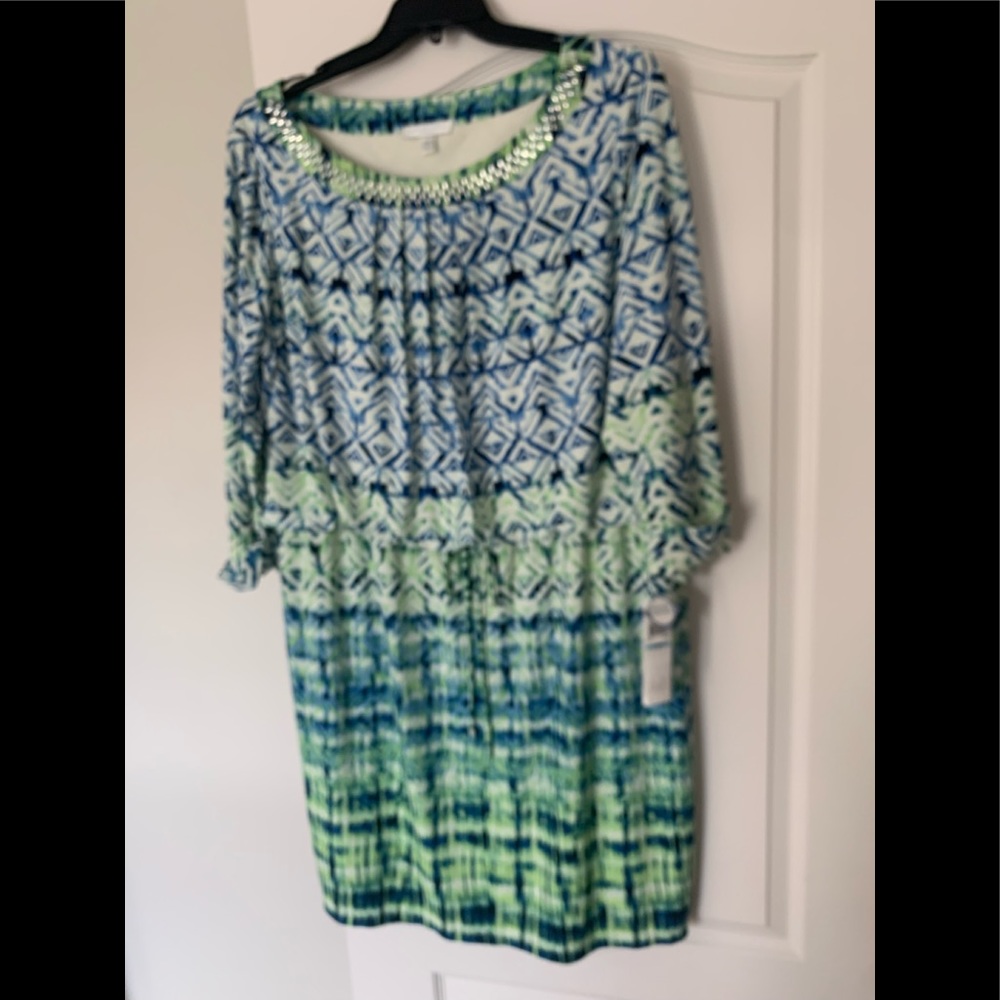 Blue and green dress